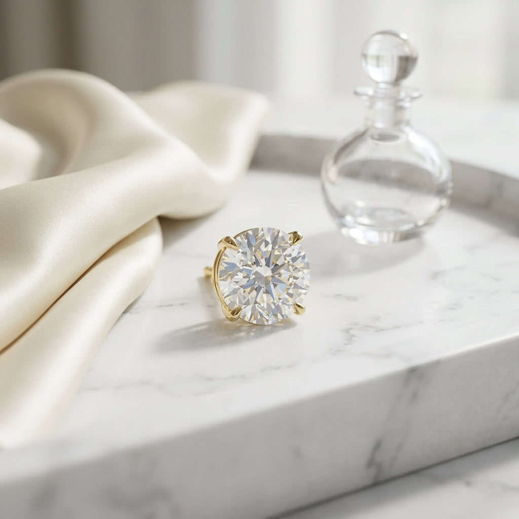14k Rose Gold Bezel Set Round Brilliant Diamond Stud Earrings (0.75 Ct. T.w., Si1-si2 Clarity, H-i Color) — atelier still life