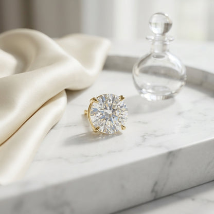 14k Rose Gold Bezel Set Round Brilliant Diamond Stud Earrings (0.75 Ct. T.w., Si1-si2 Clarity, H-i Color) — atelier still life