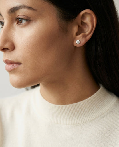 14k Rose Gold Bezel Set Round Brilliant Diamond Stud Earrings (0.75 Ct. T.w., Vs1-vs2 Clarity, H-i Color) — editorial close-up