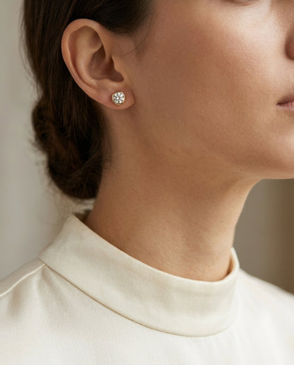 14k Rose Gold Bezel Set Round Brilliant Diamond Stud Earrings (0.75 Ct. T.w., Si1-si2 Clarity, J-k Color) — editorial close-up