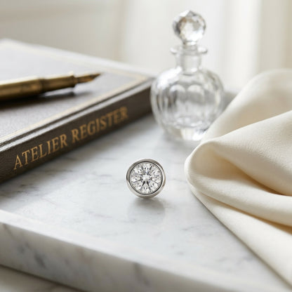 14k Rose Gold Bezel Set Round Brilliant Diamond Stud Earrings (1.06 Ct. T.w., Vs1-vs2 Clarity, H-i Color) — atelier still life