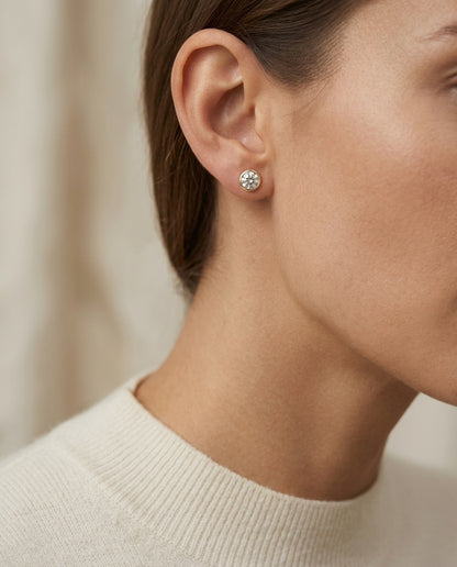 14k Rose Gold Bezel Set Round Brilliant Diamond Stud Earrings (1.06 Ct. T.w., Vs1-vs2 Clarity, H-i Color) — editorial close-up