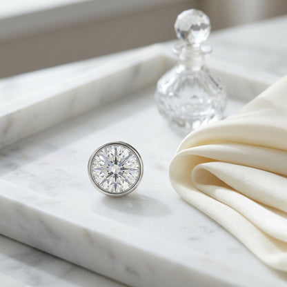 14k Rose Gold Bezel Set Round Brilliant Diamond Stud Earrings (1 Ct. T.w., Si1-si2 Clarity, J-k Color) — atelier still life