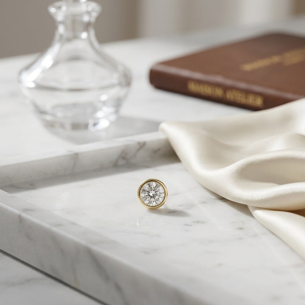 14k Rose Gold Bezel Set Round Brilliant Diamond Stud Earrings (1.48 Ct. T.w., Vs1-vs2 Clarity, H-i Color) — atelier still life