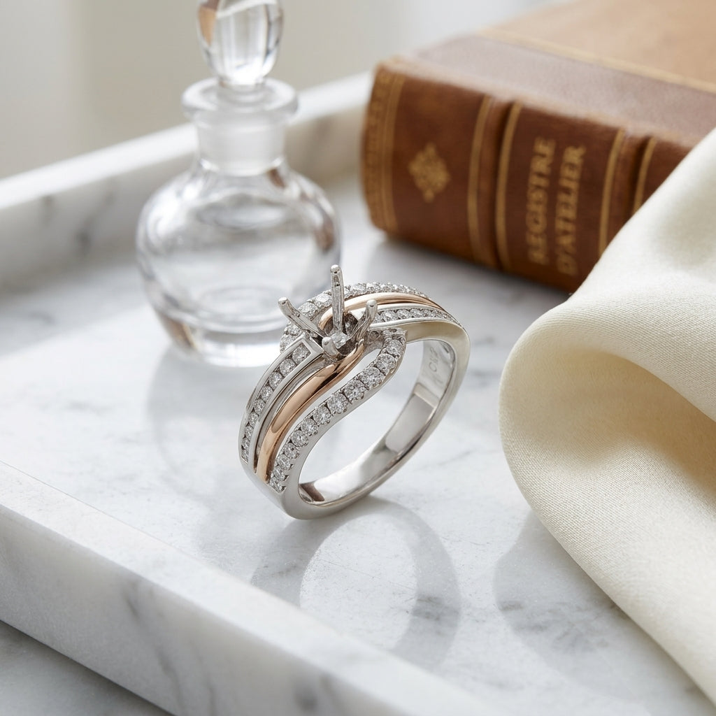 Diamond Engagement Semi Mount Ring In 14k White Gold (1/2 Ct.tw.) — atelier still life