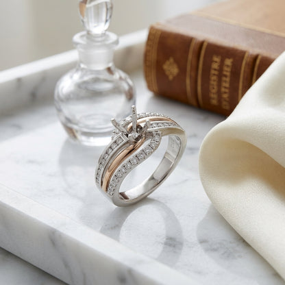 Diamond Engagement Semi Mount Ring In 14k White Gold (1/2 Ct.tw.) — atelier still life