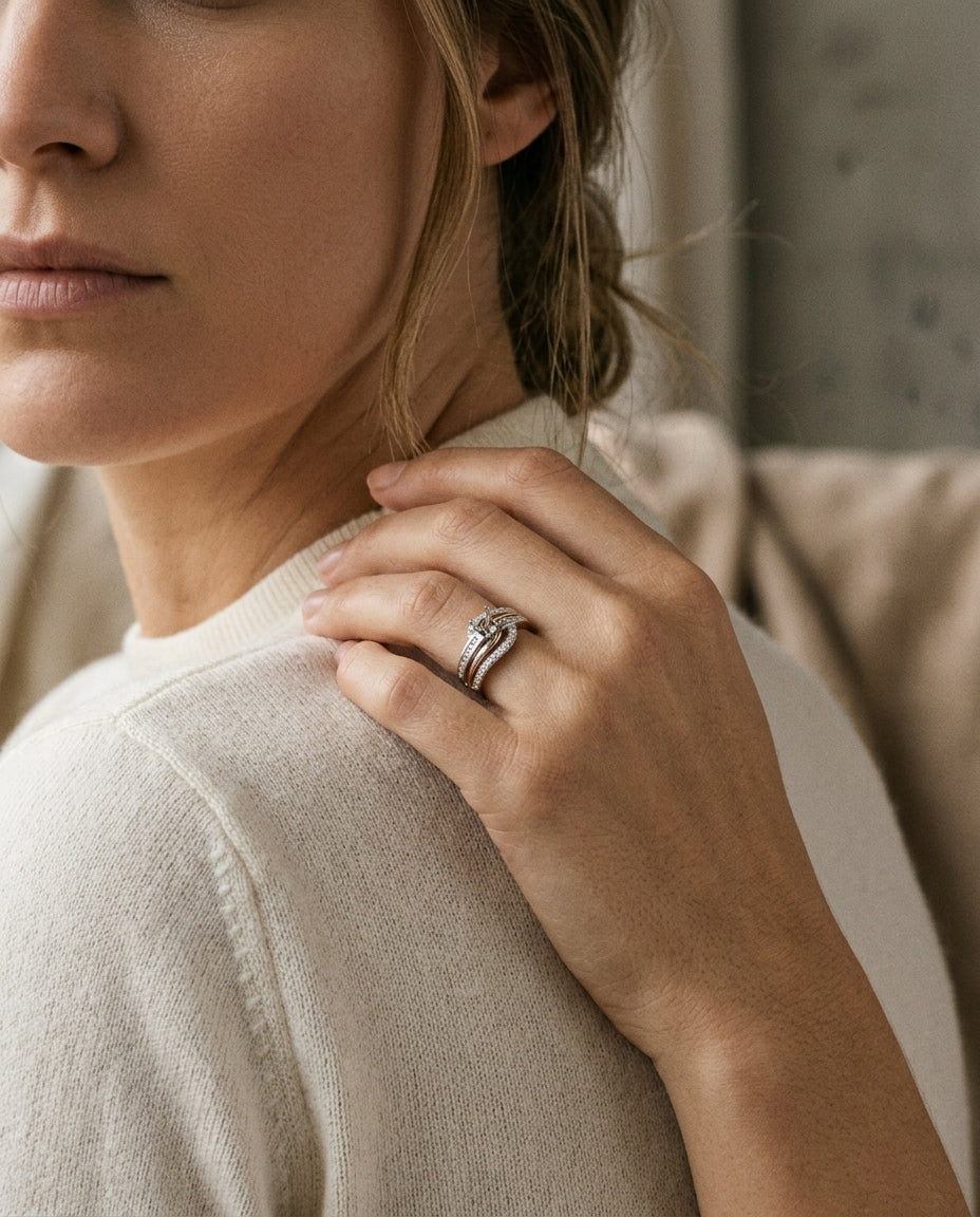 Diamond Engagement Semi Mount Ring In 14k White Gold (1/2 Ct.tw.) — editorial close-up