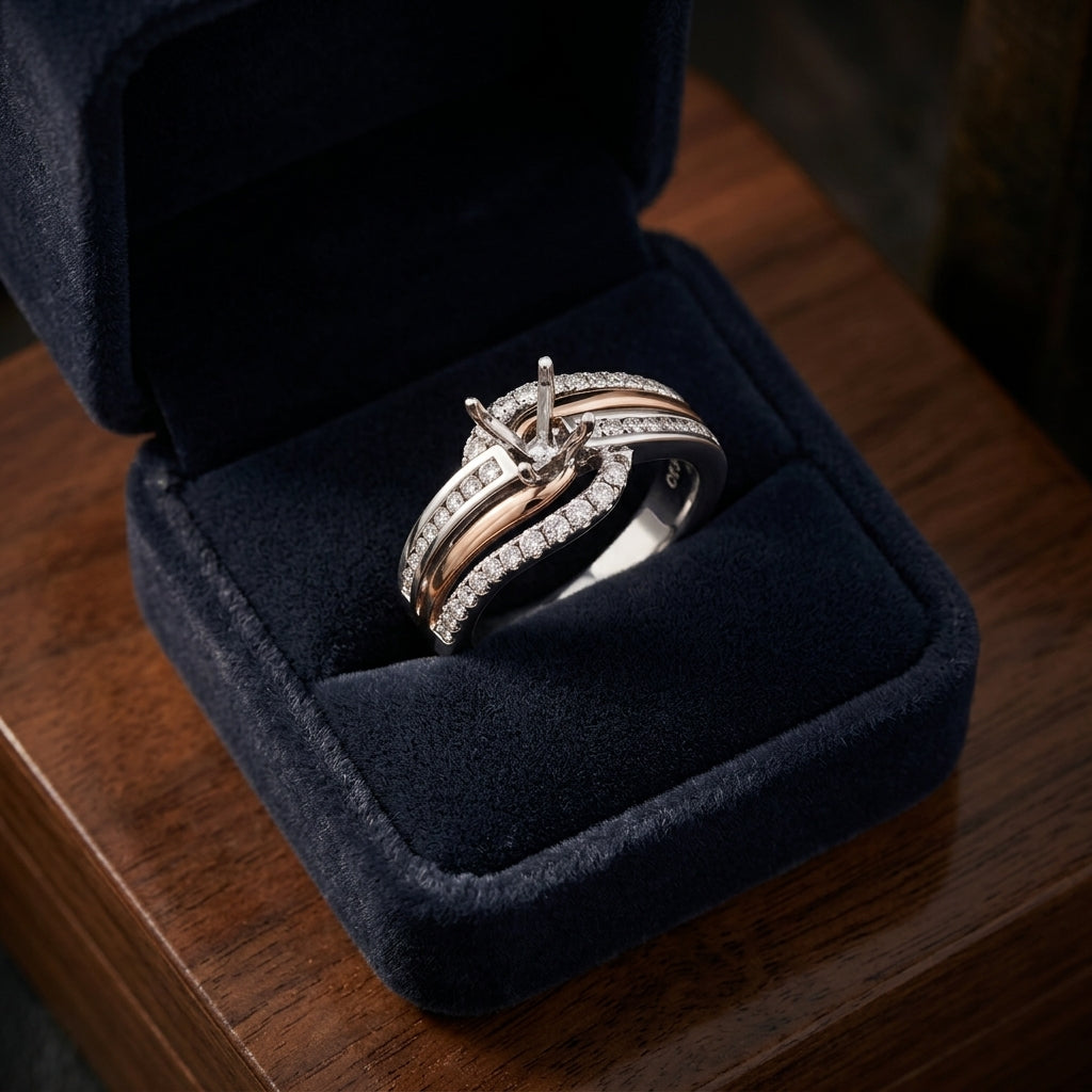Diamond Engagement Semi Mount Ring In 14k White Gold (1/2 Ct.tw.) — gift presentation