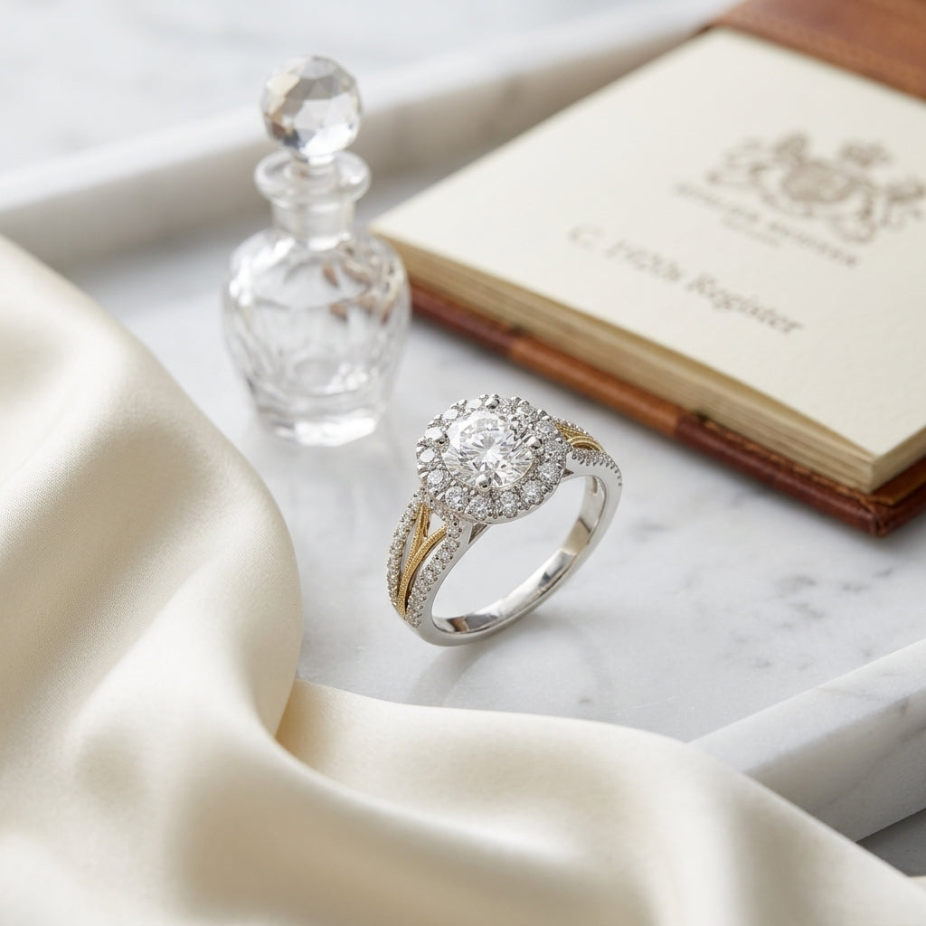 Diamond Engagement Semi Mount Ring In 14k Two Tone Gold (3/8 Ct.tw.) — atelier still life
