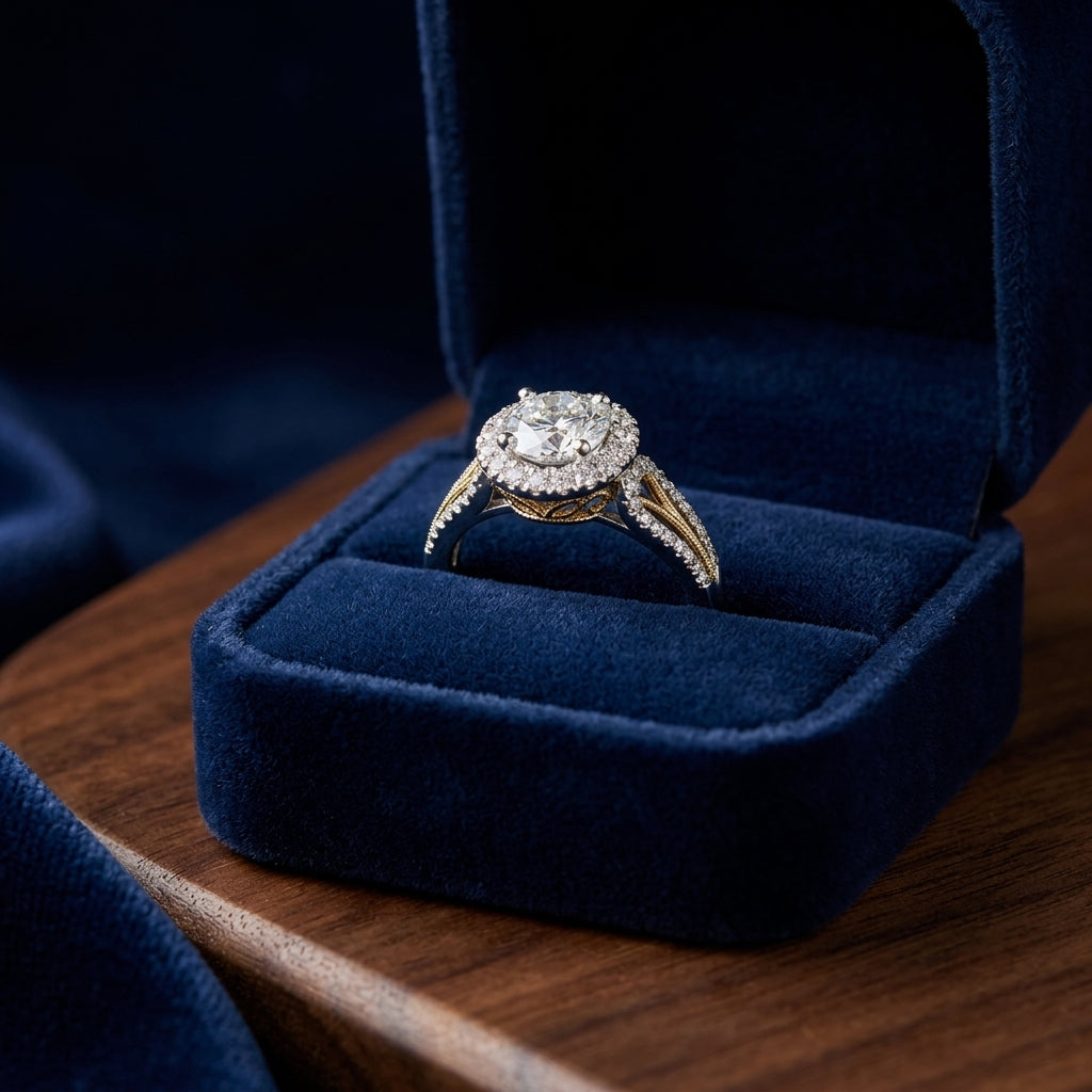 Diamond Engagement Semi Mount Ring In 14k Two Tone Gold (3/8 Ct.tw.) — gift presentation