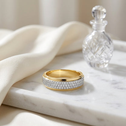 Diamond Pave Ring In 14k Two Tone Gold (0.39 Ctw) — atelier still life