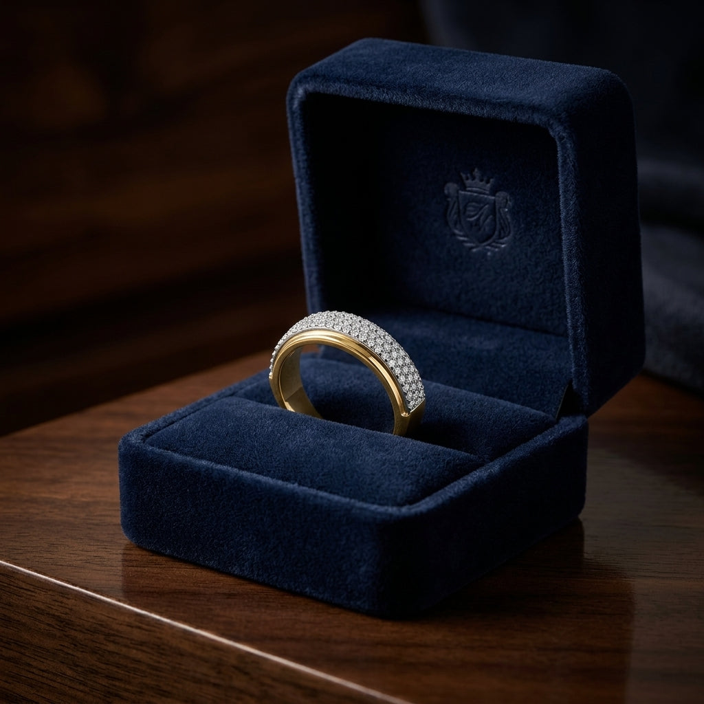 Diamond Pave Ring In 14k Two Tone Gold (0.39 Ctw) — gift presentation