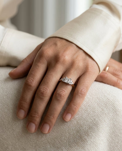 Diamond Princess Cut Engagement Ring In 14k Two Tone Gold — editorial close-up
