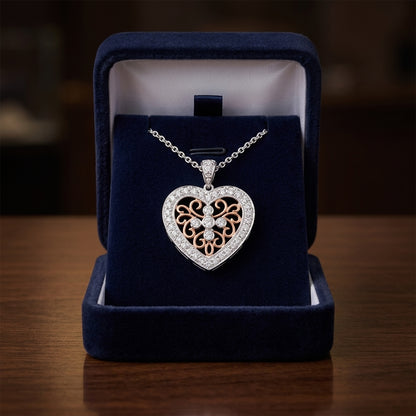 Diamond Heart Filigree Pendant In 14k White Gold — gift presentation