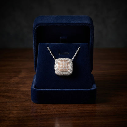 Diamond Pave Square Pendant In 14k Two Tone Gold (9/10 Ct.tw.) — gift presentation
