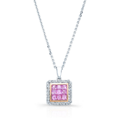 Pink Sapphire And Diamond Pendant In 14k Two Tone Gold (1/6 Ct. Tw.)