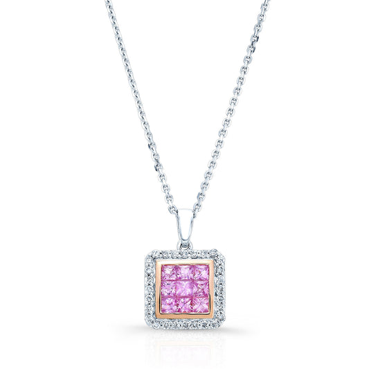 Pink Sapphire And Diamond Pendant In 14k Two Tone Gold (1/6 Ct. Tw.)