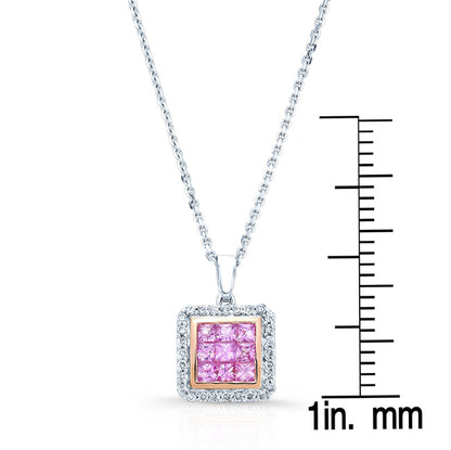 Pink Sapphire And Diamond Pendant In 14k Two Tone Gold (1/6 Ct. Tw.)