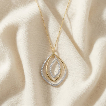 Diamond Overlapping Multi-Loop Two Tone Pendant in 14K Gold 1/3ctw, 16-18 Inch Adjustable Cable Chain in 14K Two Tone Gold | Carl K. Gumpert