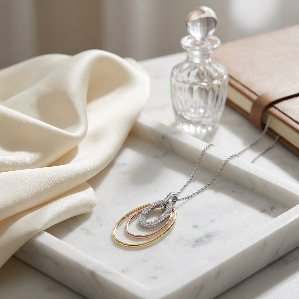 Diamond Triple Oval Pendant In 14k Two Tone Gold — atelier still life