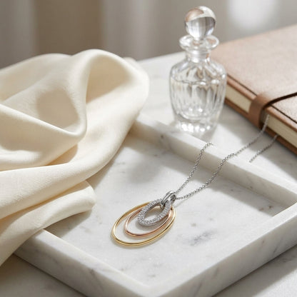 Diamond Triple Oval Pendant In 14k Two Tone Gold — atelier still life