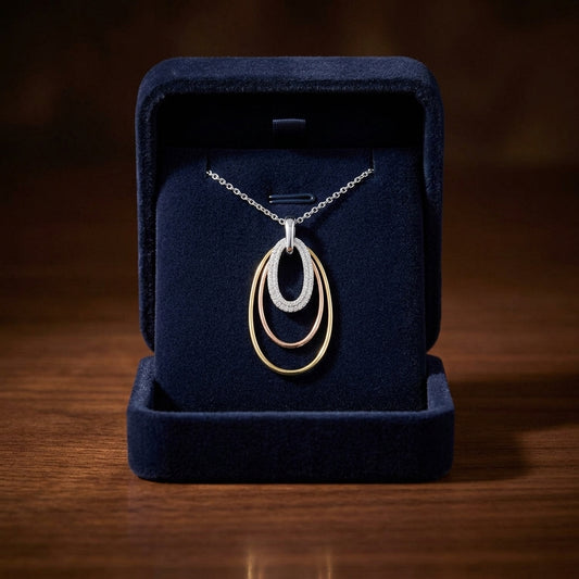 Diamond Triple Oval Pendant In 14k Two Tone Gold — gift presentation