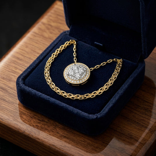 Round Diamond Halo Cluster Pendant In 14k Two Tone Gold (5/8 Ct.tw.) — gift presentation