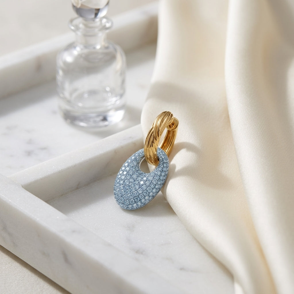 Diamond Oval Door Knocker Earrings In 14k Two Tone Gold — atelier still life