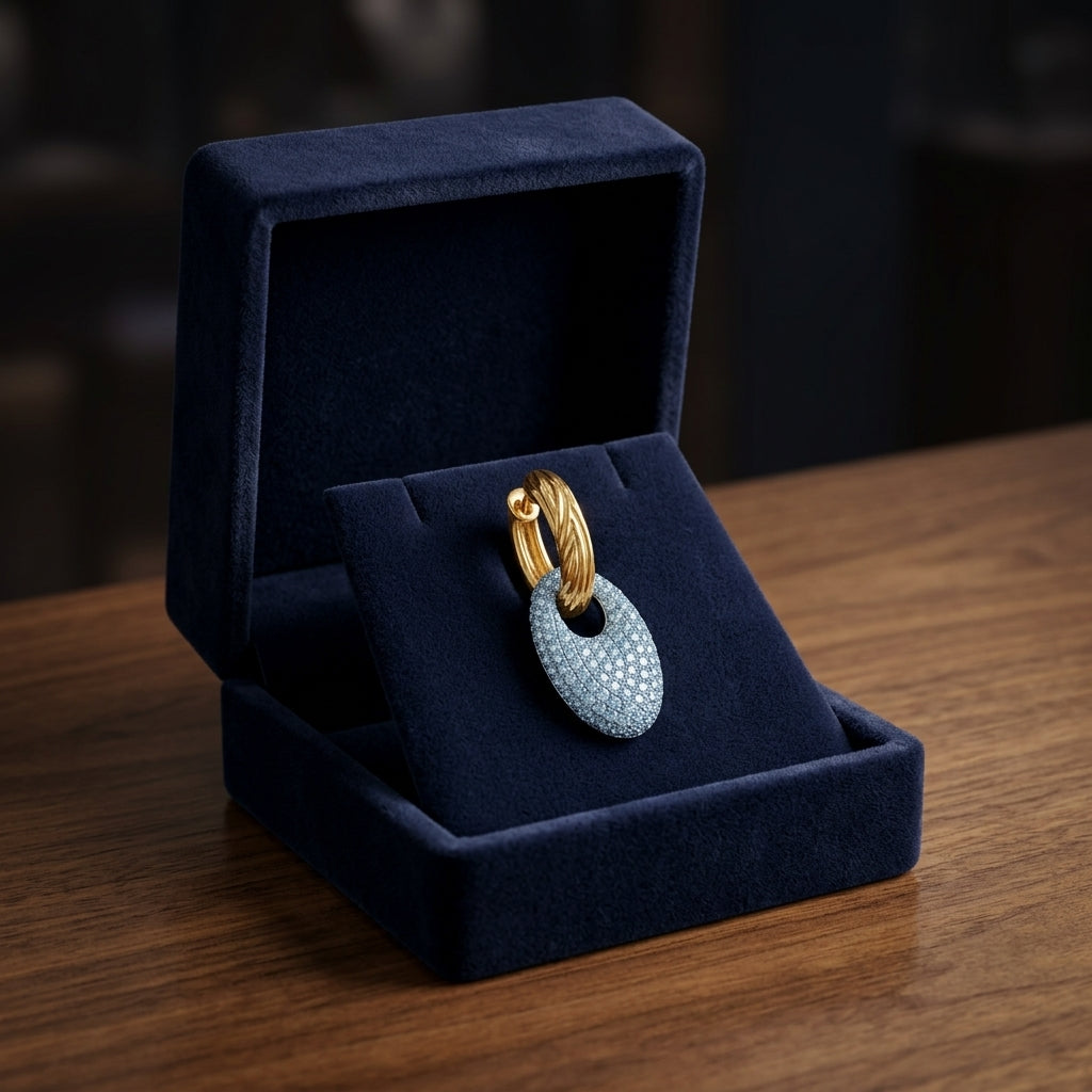 Diamond Oval Door Knocker Earrings In 14k Two Tone Gold — gift presentation