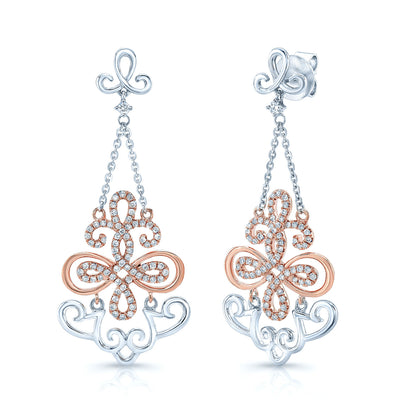 Diamond Filigree Design Earring In 14k Two Tone Gold (1/2 Ct. Tw.)