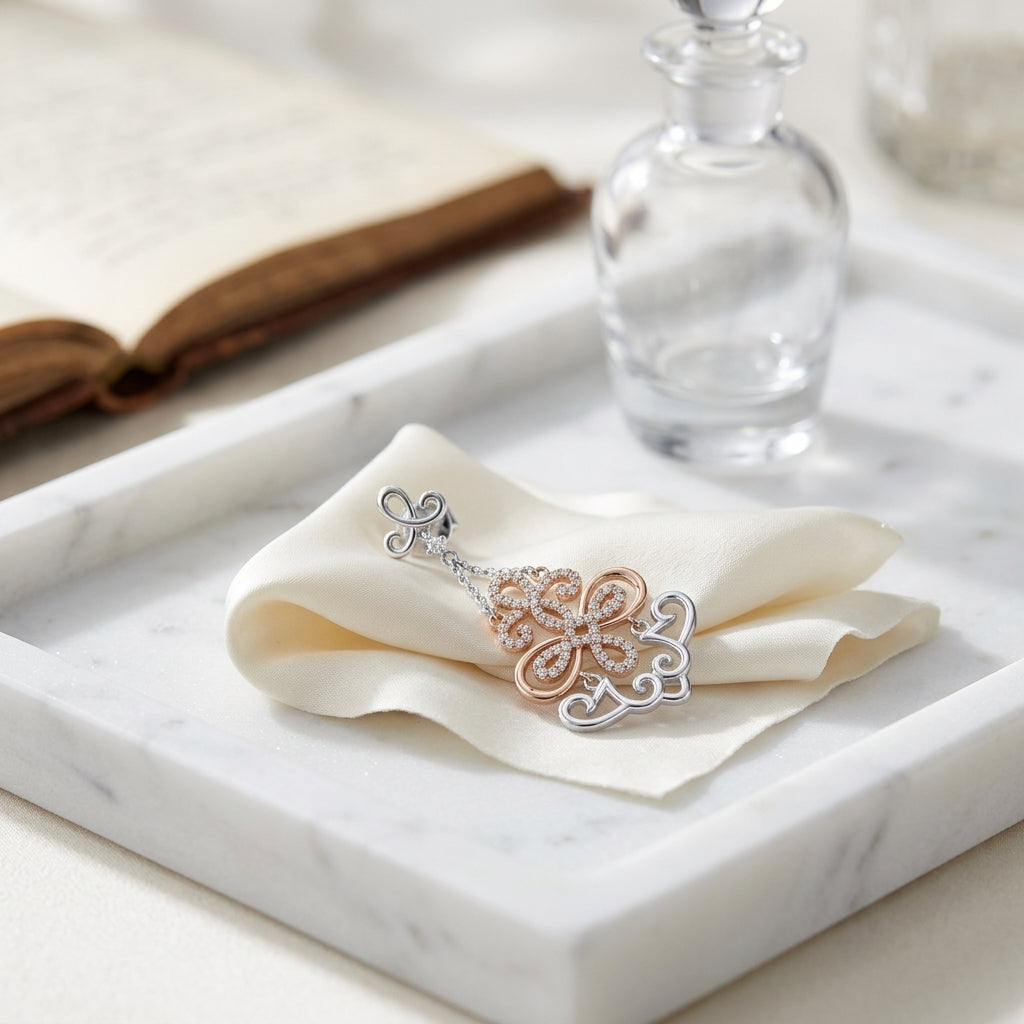 Diamond Filigree Design Earring In 14k Two Tone Gold (1/2 Ct. Tw.) — atelier still life