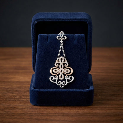 Diamond Filigree Design Earring In 14k Two Tone Gold (1/2 Ct. Tw.) — gift presentation