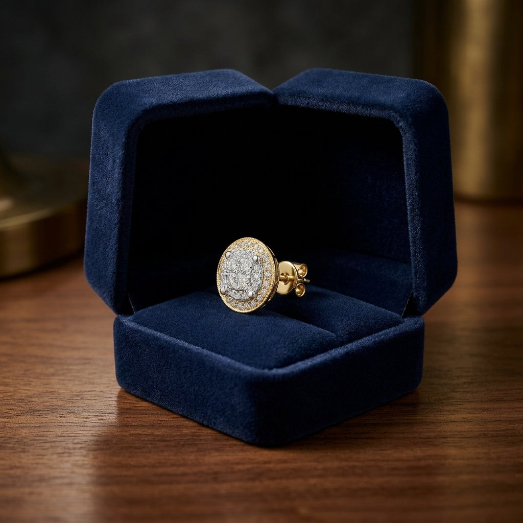Round Diamond Halo Cluster Earrings In 14k Two Tone Gold (1/2 Ct.tw.) — gift presentation