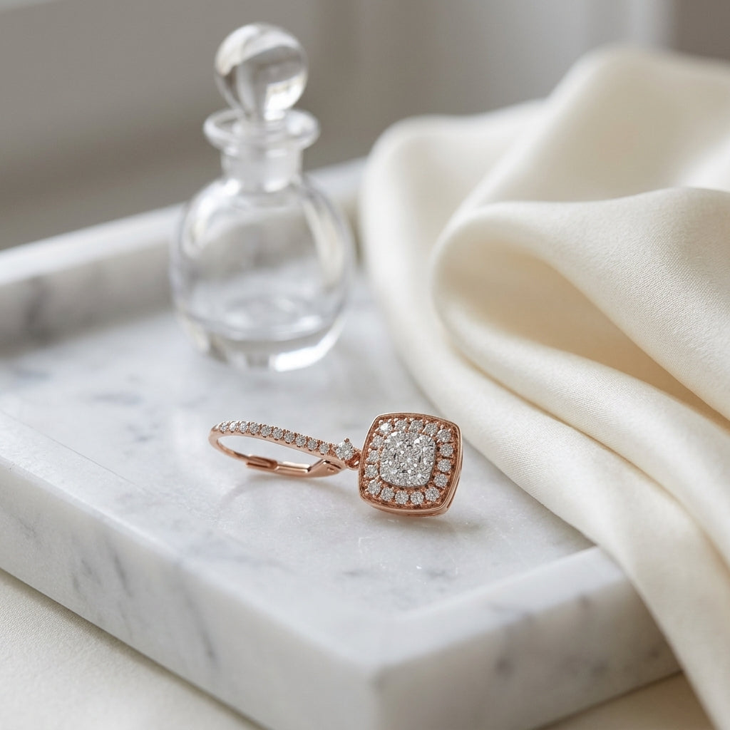 Diamond Pave Cluster Cushion Shaped Earrings In 14k Two Tone Gold (2/3 Ct.tw.) — atelier still life
