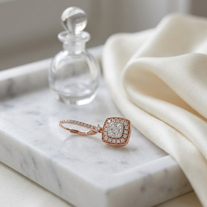 Diamond Pave Cluster Cushion Shaped Earrings In 14k Two Tone Gold (2/3 Ct.tw.) — atelier still life