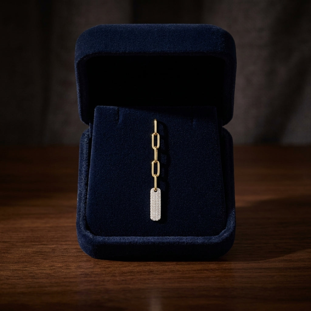 Diamond Dangle Paper Clip Earrings in 14k Two Tone Gold 5/8ctw — gift presentation