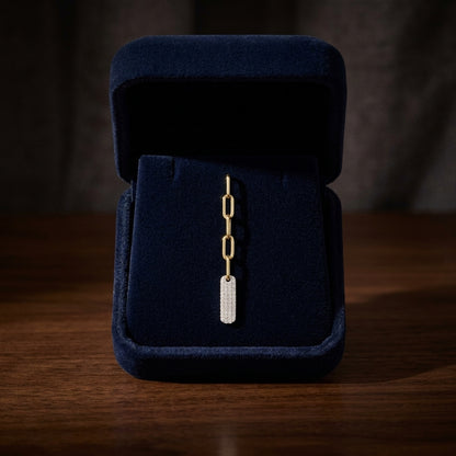Diamond Dangle Paper Clip Earrings in 14k Two Tone Gold 5/8ctw — gift presentation