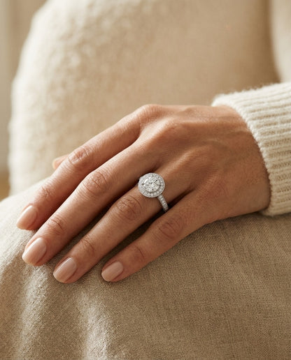 Diamond Pave Halo Ring in 14k White Gold (1 3/4 Ct.tw.) - Si — portrait close