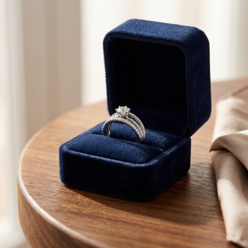 Diamond Engagement Ring With Triple Split Shank And 6-prong Head In 14k White Gold (0.50ct Rb Center) Size 6 — velvet box