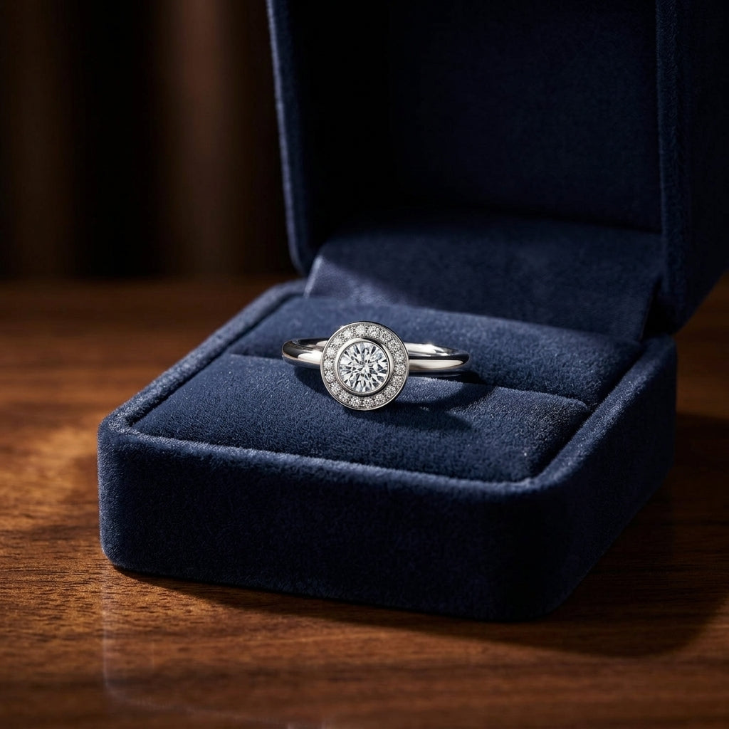 Diamond Halo Wedding Set Ring In 14k White Gold (3/8 Ct.tw.) — gift presentation