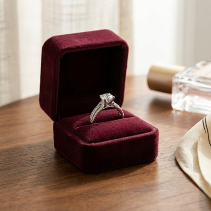Diamond Engagement Semi Mount Ring with 1.00 Ctw Rd Cz Center in 14k White Gold (3/8 Ct.tw.) — velvet box