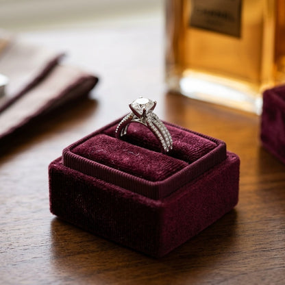 Diamond Engagement Semi Mount Ring 7mm Rd Cz Center in 14k White Gold (1/3 Ct.tw.) — velvet box