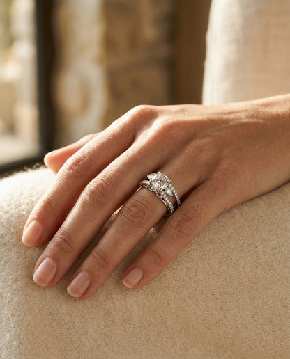 Cubic Zirconia and Diamond Ring in 14k White Gold (1/2 Ct. Tw.) — portrait close