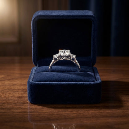 3-stone Round Brilliant Ring In 14k White Gold — gift presentation