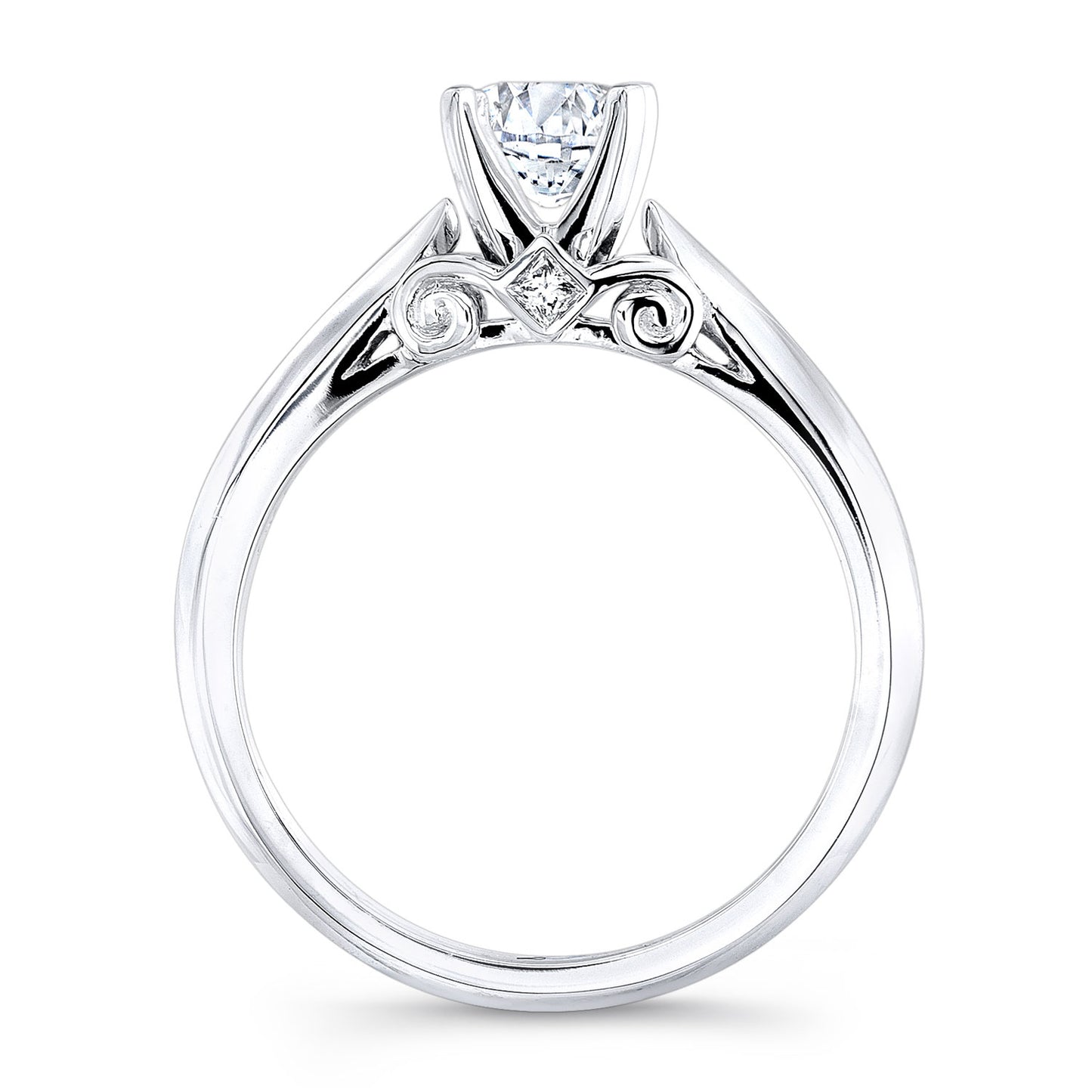 Engagement Semi Mount Ring In 14k White Gold (1 Ctw Prong Head)