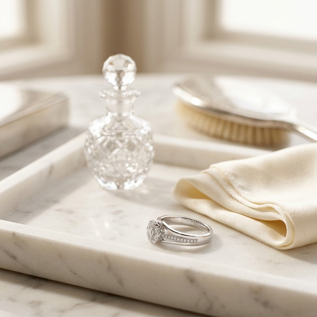 Diamond Triple Shank Ring in 14k White Gold - Missing Amazon Video 1 — marble silk