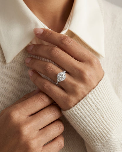 Diamond Pave Ring In 14k White Gold — editorial close-up