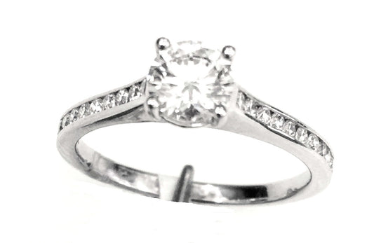 Diamond Slim Channel Engagement Ring In 18k White Gold