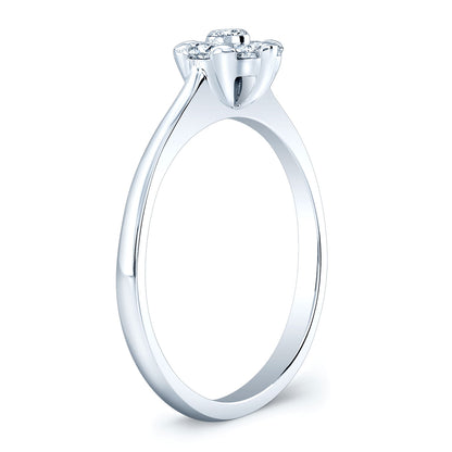 Diamond Cluster Solitaire Ring In 14k White Gold