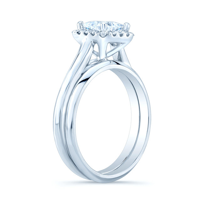 Diamond Square Halo Wedding Set In 14k White Gold (1ct Princess Cut Center)